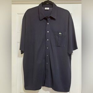 VINTAGE Lacoste Navy Button-Down Polo Style Shirt with Lapel Pocket, Size 10